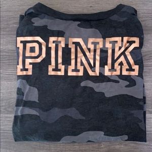 Pink black/gray camo shirt w/ rose gold foil